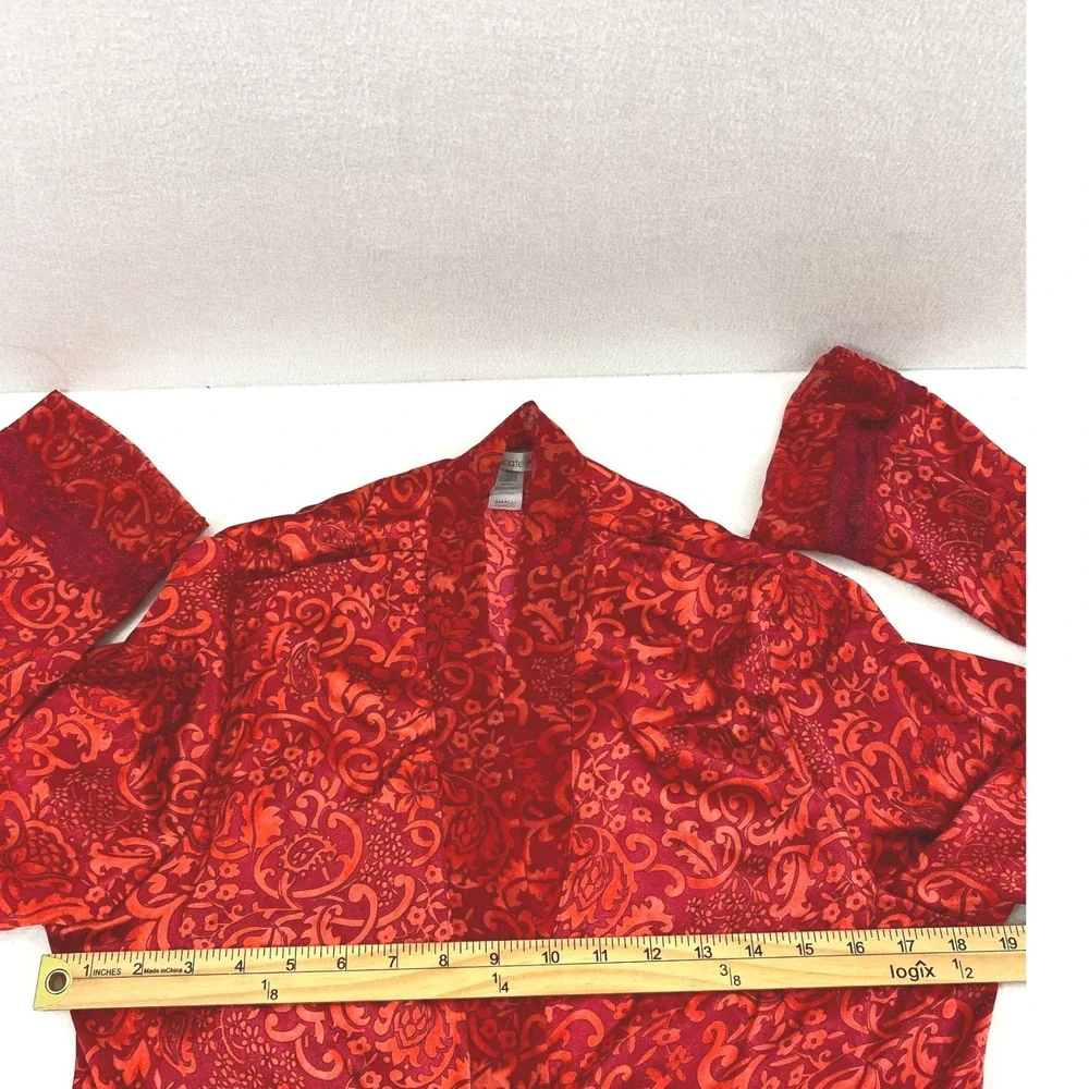 Delicates‎ Satin Robe and Chemise Nightgown Womens Small Red Lingerie Romantic